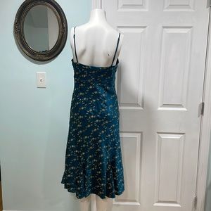 Betsy Johnson Silk Dress Teal with Gold Embroidery Size 10